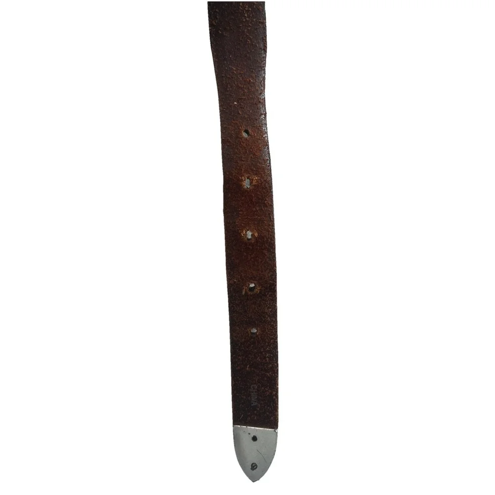 Brighton Brown Men's Belt Leather 44 Western Silver‎ Buckle, Tip, Studs
